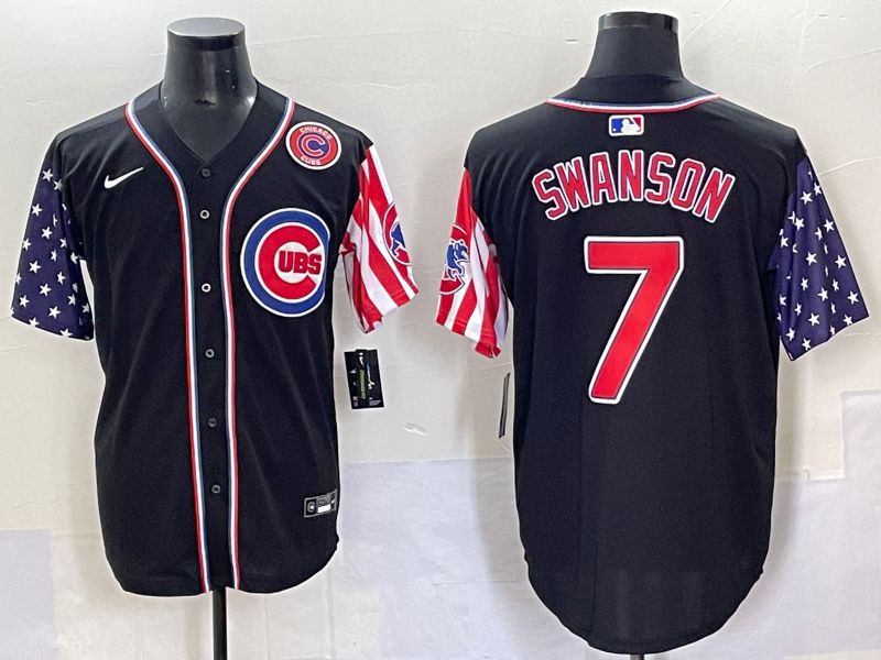 Men 2025 Chicago Cubs #7 Swanson Black a generation of national flags Joint Name Nike MLB Jersey style 46->chicago cubs->MLB Jersey